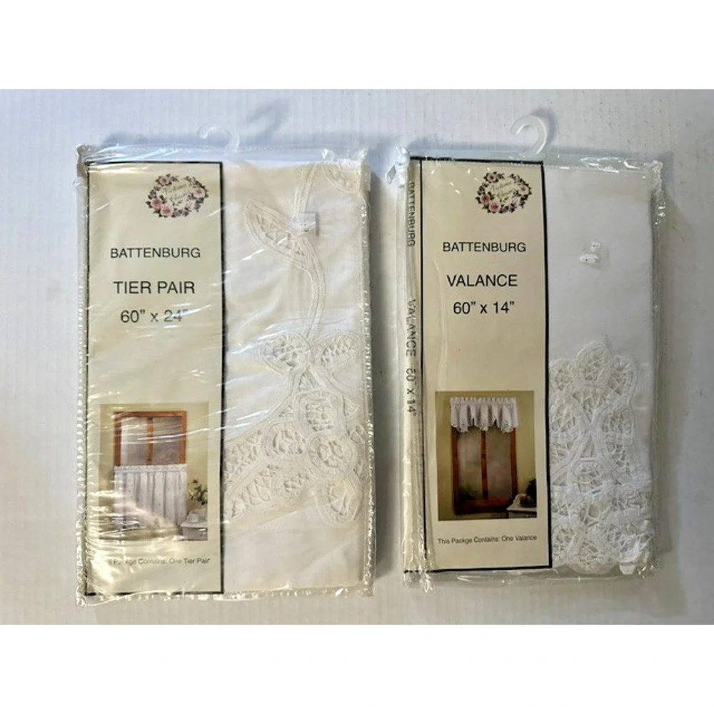Battenburg Tier Pair 60x24 and Valance 60x14 New White